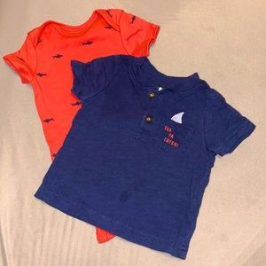 Shark onesie and shirt set